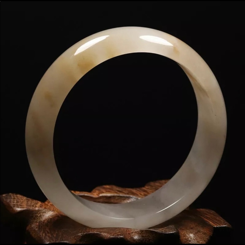 100% natural brown green jade bangle. - Picture 3 of 4